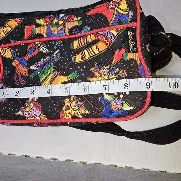 Laurel Burch Flying Cats Multicolored Quilted Top Zip Adjustable Strap Bag - Picture 9 of 9